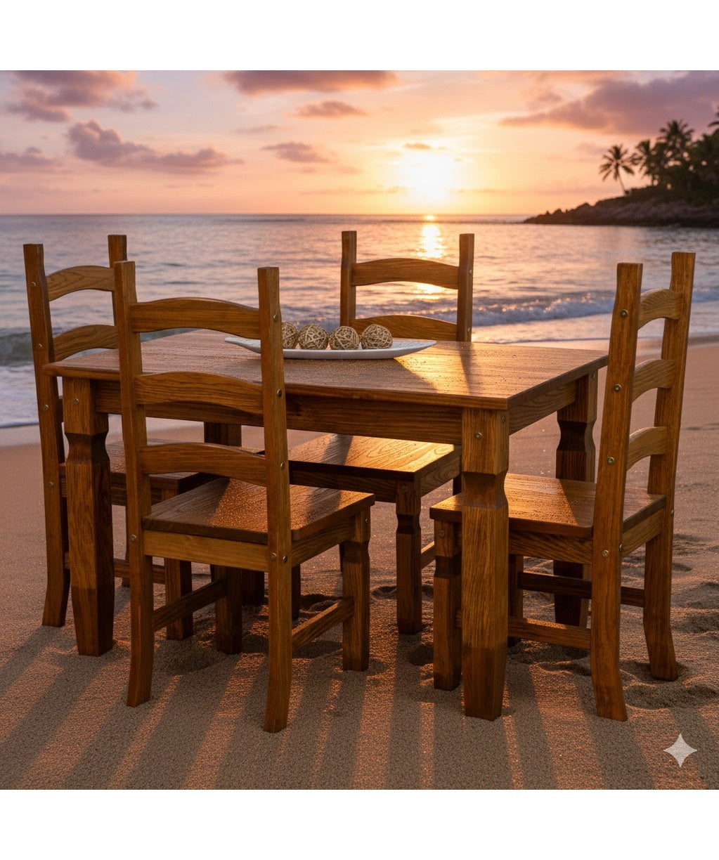 COMEDOR CORONA 4 SILLAS CARAMELO