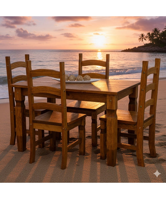 COMEDOR CORONA 4 SILLAS CARAMELO