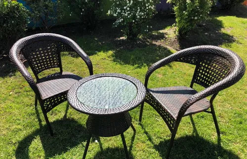 JUEGO DE RATAN 2 SILLAS + MESA