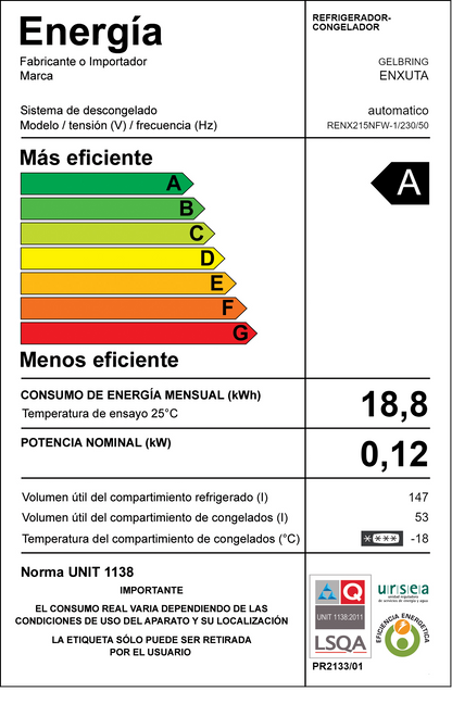 REFRIGERADOR ENXUTA RENX215NFV