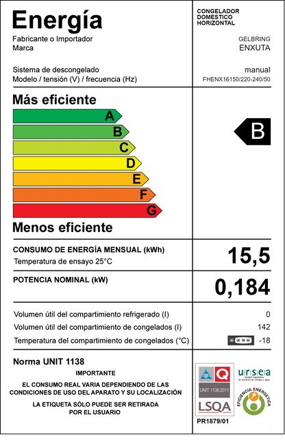 FREEZER FHENX16150 ENXUTA 142L